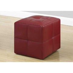 24" x 24" x 24" Red  Leather Look  Ottoman 2pcs Set