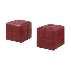 24" x 24" x 24" Red  Leather Look  Ottoman 2pcs Set