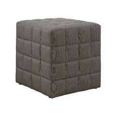 16.75" x 16.75" x 17" Light Brown Linen Look Fabric  Ottoman