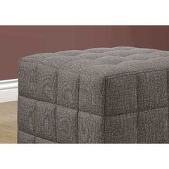 16.75" x 16.75" x 17" Light Brown Linen Look Fabric  Ottoman