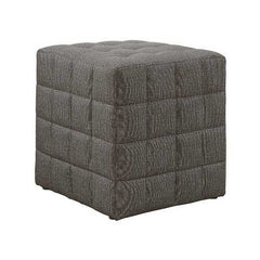 16.75" x 16.75" x 17" Light Brown Linen Look Fabric  Ottoman