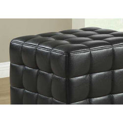 16.75" x 16.75" x 17" Black Leather Look Fabric  Ottoman