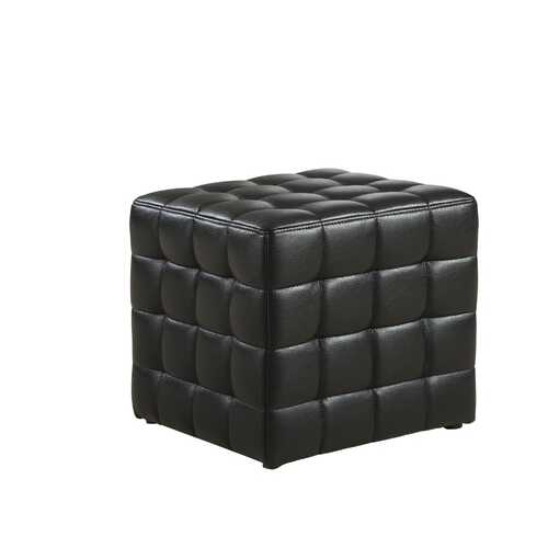 16.75" x 16.75" x 17" Black Leather Look Fabric  Ottoman