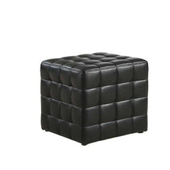 16.75" x 16.75" x 17" Black Leather Look Fabric  Ottoman