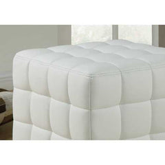 16.75" x 16.75" x 17" White Leather Look Fabric  Ottoman