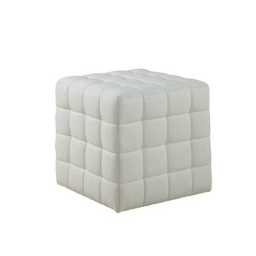 16.75" x 16.75" x 17" White Leather Look Fabric  Ottoman