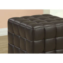 16.75" x 16.75" x 17" Dark Brown Leather Look Fabric  Ottoman
