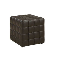 16.75" x 16.75" x 17" Dark Brown Leather Look Fabric  Ottoman