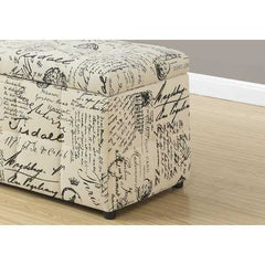 17" x 38" x 17.75" Vintage French Fabric - Ottoman Storage