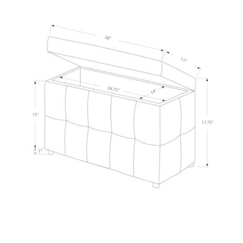 17" x 38" x 17.75" Vintage French Fabric - Ottoman Storage