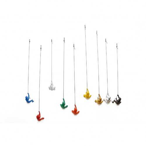 6" x 3" x 3" Resin Multicolor 9 Pack Climbing Man