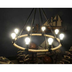 32" x 37" x 32" 8 Bulbs, Rope - Pendant Lamp