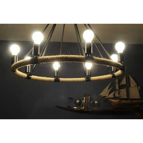 32" x 37" x 32" 8 Bulbs, Rope - Pendant Lamp