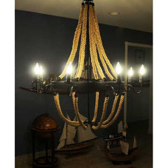 35.5" x 35.5" x 47" 8 Bulbs, Large, Rope - Pendant Lamp