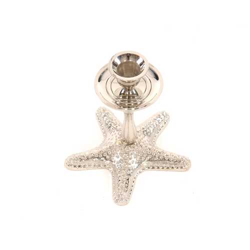 Silver Finish Star Fish Taper Candle Holder