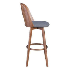 18.1" x 21.1" x 44.9" Walnut & Dark Gray, Poly Blend, Wood Veneer, Barstool - Set of 2