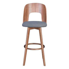 18.1" x 21.1" x 44.9" Walnut & Dark Gray, Poly Blend, Wood Veneer, Barstool - Set of 2