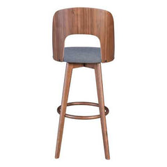 18.1" x 21.1" x 44.9" Walnut & Dark Gray, Poly Blend, Wood Veneer, Barstool - Set of 2