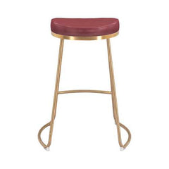 20.3" x 17.5" x 26.2" Burgundy, Leatherette, Stainless Steel, Counter Stool - Set of 2