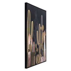 32.7" x 1.7" x 48.4" Black & Gold, Pine Wood, At Dusk Canvas