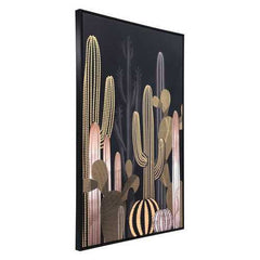 32.7" x 1.7" x 48.4" Black & Gold, Pine Wood, At Dusk Canvas