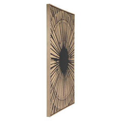 33" x 2" x 48" Black and Gold Pine Wood Sunburst Canvas