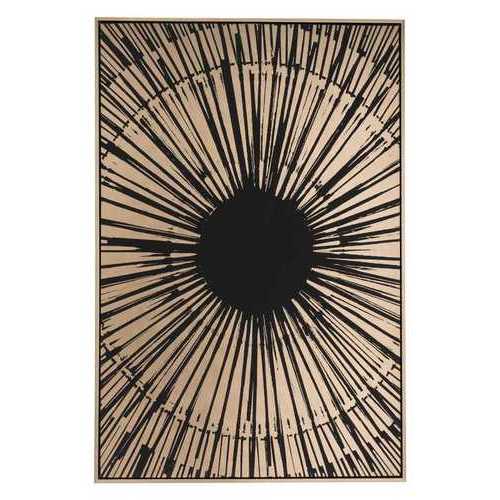 33" x 2" x 48" Black and Gold Pine Wood Sunburst Canvas