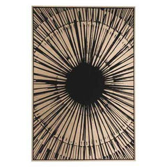 33" x 2" x 48" Black and Gold Pine Wood Sunburst Canvas