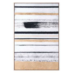 33" x 2" x 48" Black & Gold, Pine Wood, Brush Strokes Canvas
