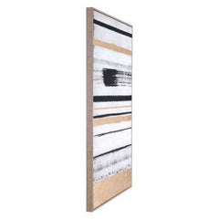 33" x 2" x 48" Black & Gold, Pine Wood, Brush Strokes Canvas