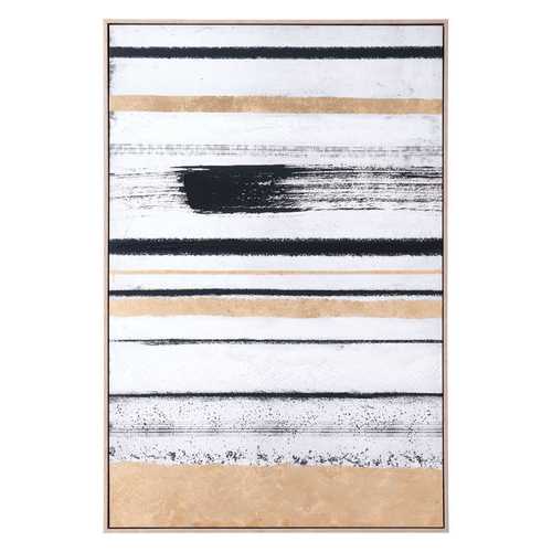 33" x 2" x 48" Black & Gold, Pine Wood, Brush Strokes Canvas