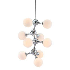 25.6" x 25.6" x 31.5" White & Chrome, Frosted Glass, Metal, Ceiling Lamp