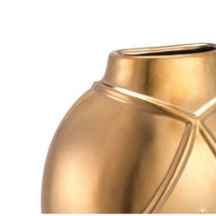 2.8" x 6.1" x 8.1" Matte Gold, Stoneware, Rayas Wall Vase