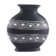11" x 3.9" x 11.6" Black & White, Ceramic, Medium Vase