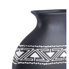 11" x 3.9" x 11.6" Black & White, Ceramic, Medium Vase