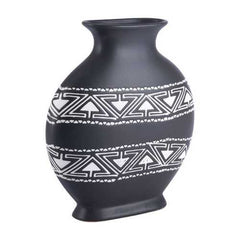 11" x 3.9" x 11.6" Black & White, Ceramic, Medium Vase
