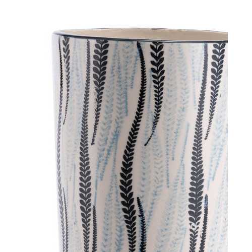 6.9" x 6.9" x 18.1" White & Black, Ceramic, Tall Vase