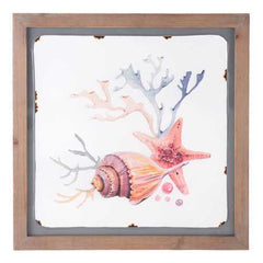 19.7" x 0.8" x 19.7" Multicolor, Fir Wood, Steel & MDF, Sea 1 Wall Decor