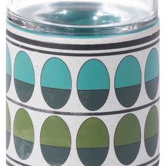 4.1" x 4.1" x 7.3" Green and Teal Ceramic and Glass Small Candle Holder