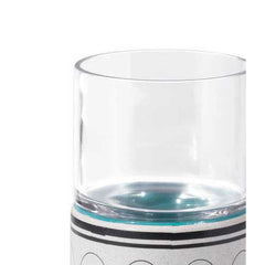 4.1" x 4.1" x 13" Green and Teal Ceramic and Glass Medium Candle Holder