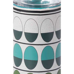 4.1" x 4.1" x 13" Green and Teal Ceramic and Glass Medium Candle Holder