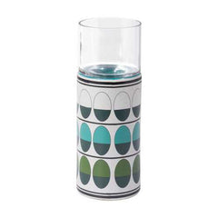 4.1" x 4.1" x 13" Green and Teal Ceramic and Glass Medium Candle Holder