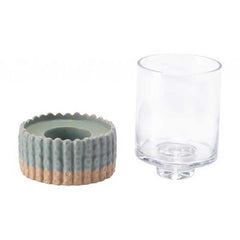 5.5" x 5.5" x 7.5" Green, Ceramic, Candle Holder