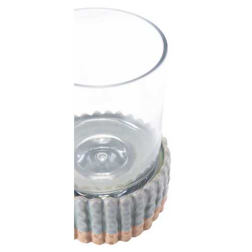 5.5" x 5.5" x 7.5" Green, Ceramic, Candle Holder