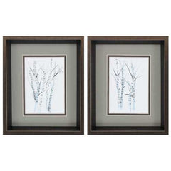 10" X 12" Brushed Silver Frame Aquarelle Birches (Set of 2)