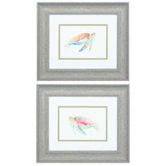 13" X 11" Distressed Wood Toned Frame Sea Turtle (Set of 2)