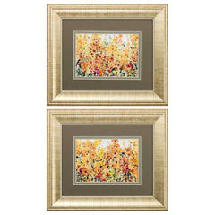13" X 11" Gold Frame Golden Summer Garden (Set of 2)