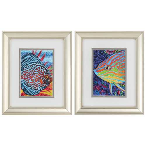 10" X 12" Champagne Gold Color Frame  Tropical Fish (Set of 2)