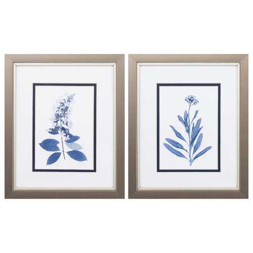 9" X 11" Metallic Bronze Frame Indigo Press Florals (Set of 2)