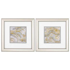 12" X 12" Champagne Gold Color Frame  Agate Allure (Set of 2)